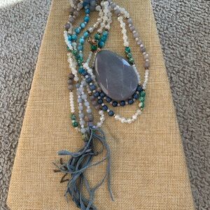 Multicolor Beaded Necklace with Tassel